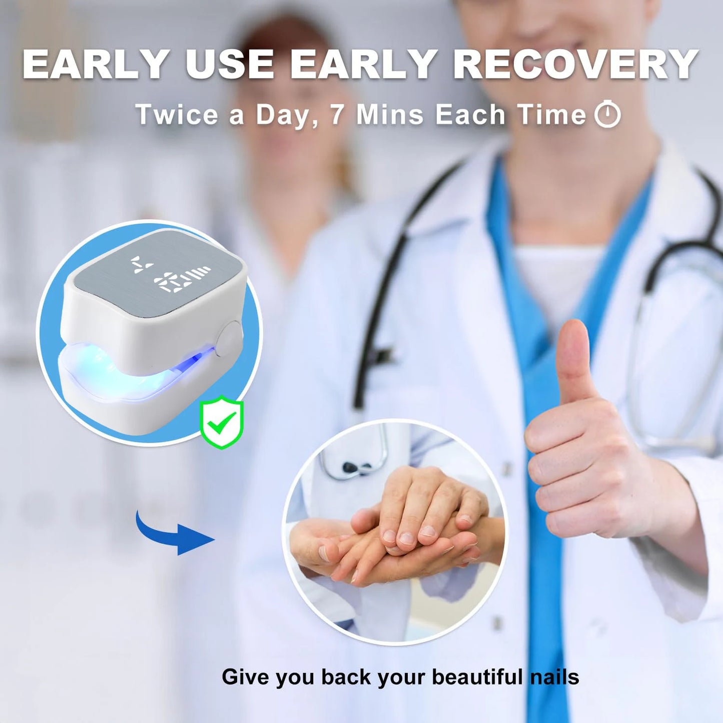 LED-Lasergerät zur Behandlung von Nagelpilz zur Reinigung von Onychomykose, USB-Aufladung, 905 nm, Infrarotlicht, 470 nm, blaues Licht, Nagelstudio